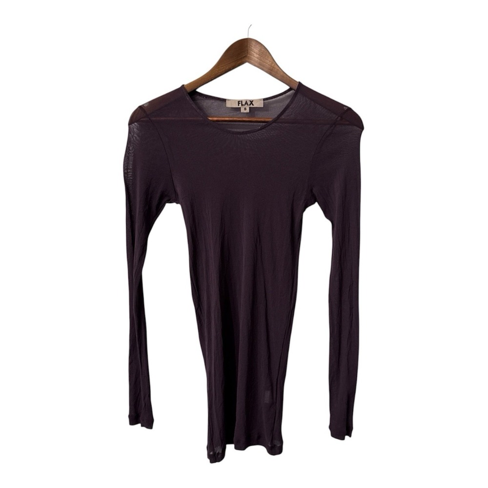 Flax sheer mesh nylon base layer top women's small plum purple lightweight NWOT